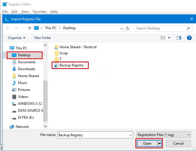 restore registry windows 10 to default