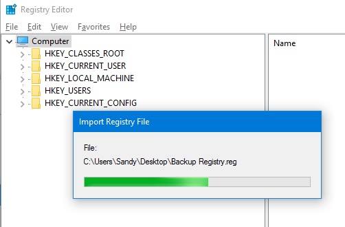 restore registry windows 10 without backup