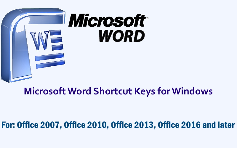 word 2016 shortcut keys