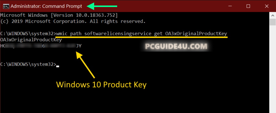 how to see product key win 10 pro