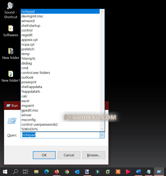 temp command in run