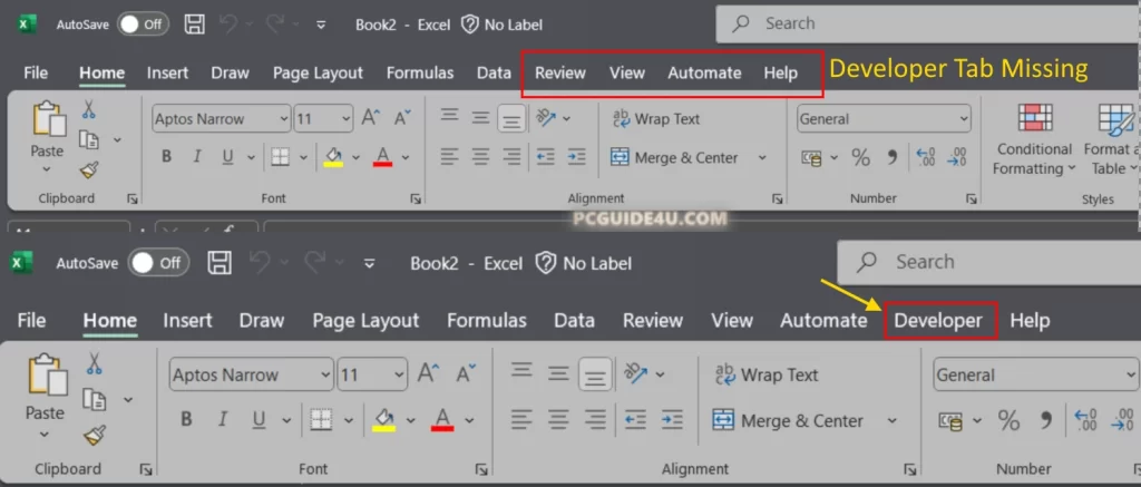 Add Developer Tab in Excel 365 Ribbon - Enable Developer Tab